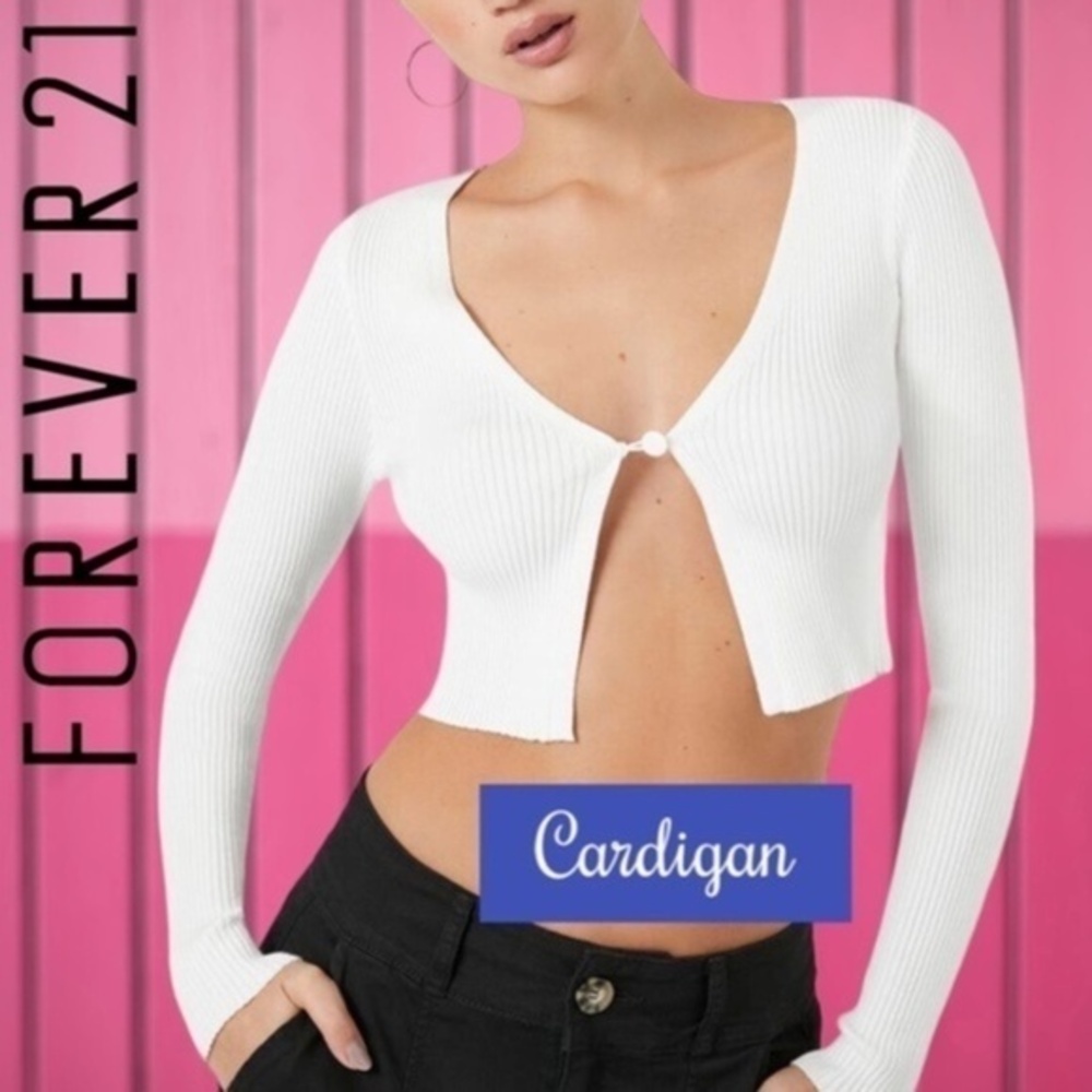 NWT FOREVER 21 Single Front-Button Open Style Cropped Cardigan Sweater/XL